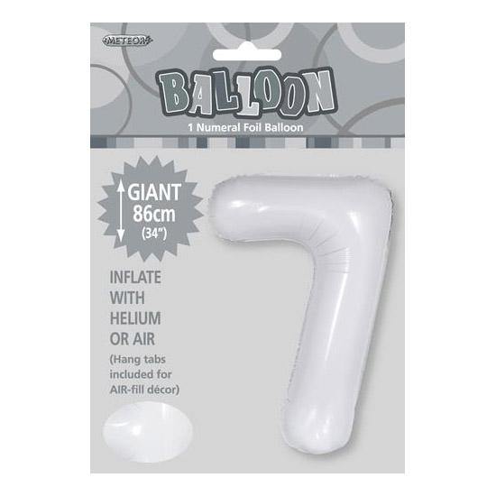 White Number 7 Foil Balloon - 86cm