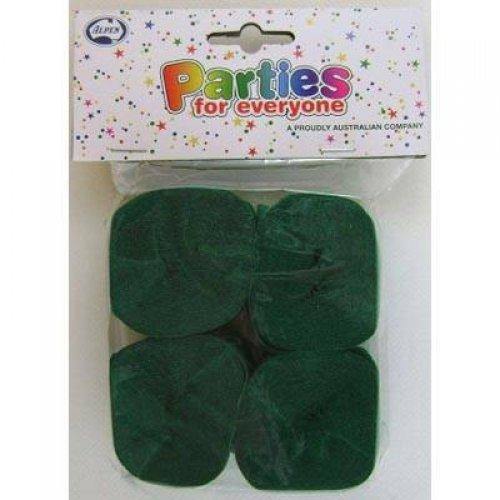 4 Pack Dark Green Crepe Streamers - 3.5cm x 13m - The Base Warehouse