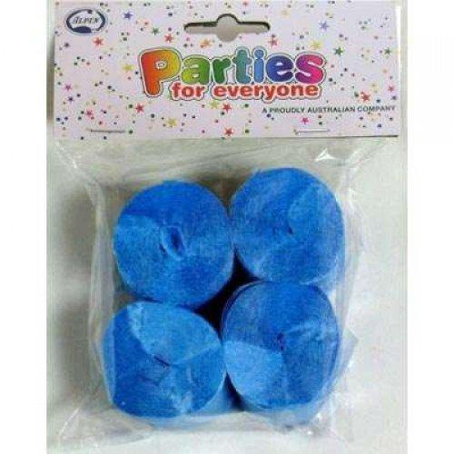 4 Pack Sky Blue Crepe Streamers - 3.5cm x 13m