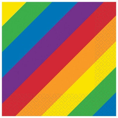 16 Pack Rainbow Lunch Napkins - 33cm - The Base Warehouse