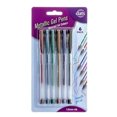 6 Pack Metallic Mixed Colour Gel Pens - The Base Warehouse