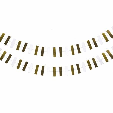 Gold & White Rectangle Shape Garland - 3m - The Base Warehouse