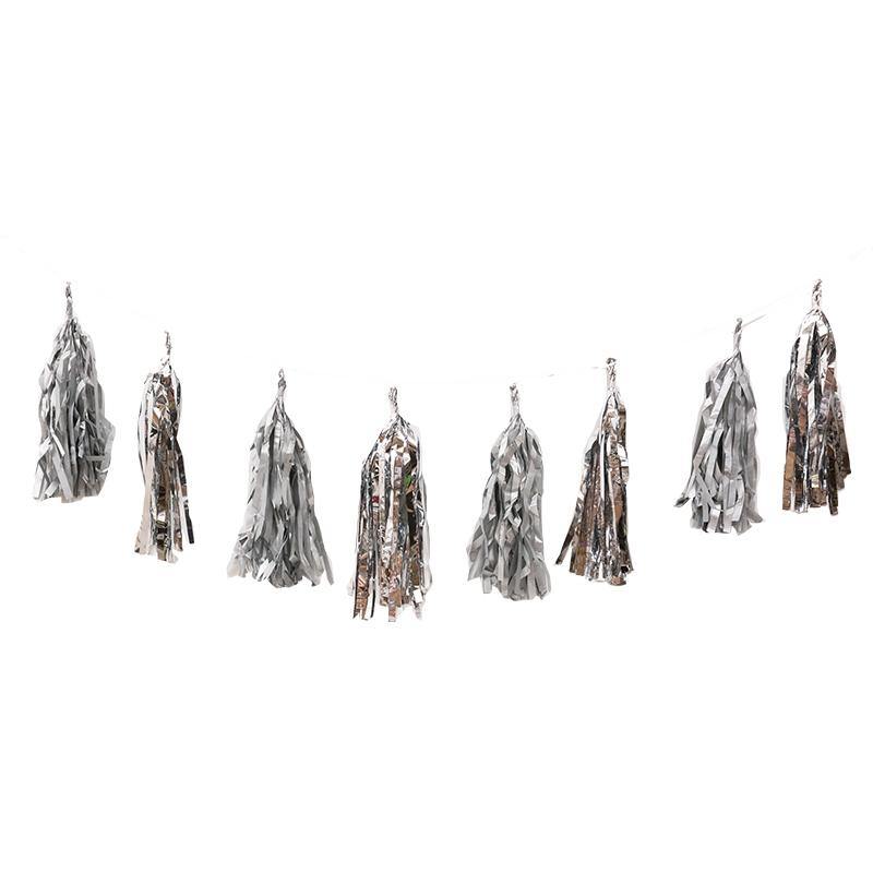 12 Piece Metallic Silver Tassel Garland - 3m