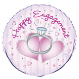 Load image into Gallery viewer, Happy Engagement Heart & Ring Round Foil Balloon - 45cm - The Base Warehouse