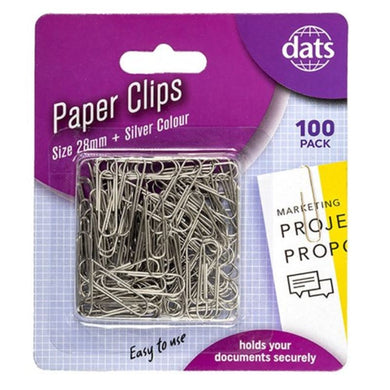 100 Pack Silver Clip Paper - 28mm - The Base Warehouse