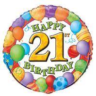 Happy 21st Birthday Round Foil Balloon - 45cm