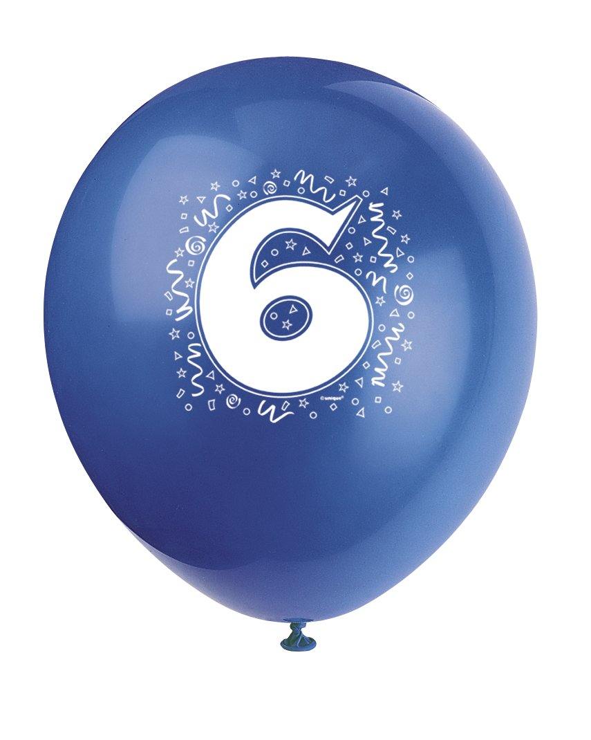 6 Pack Assorted Colours Numeral 6 Latex Balloons - 30cm - The Base Warehouse
