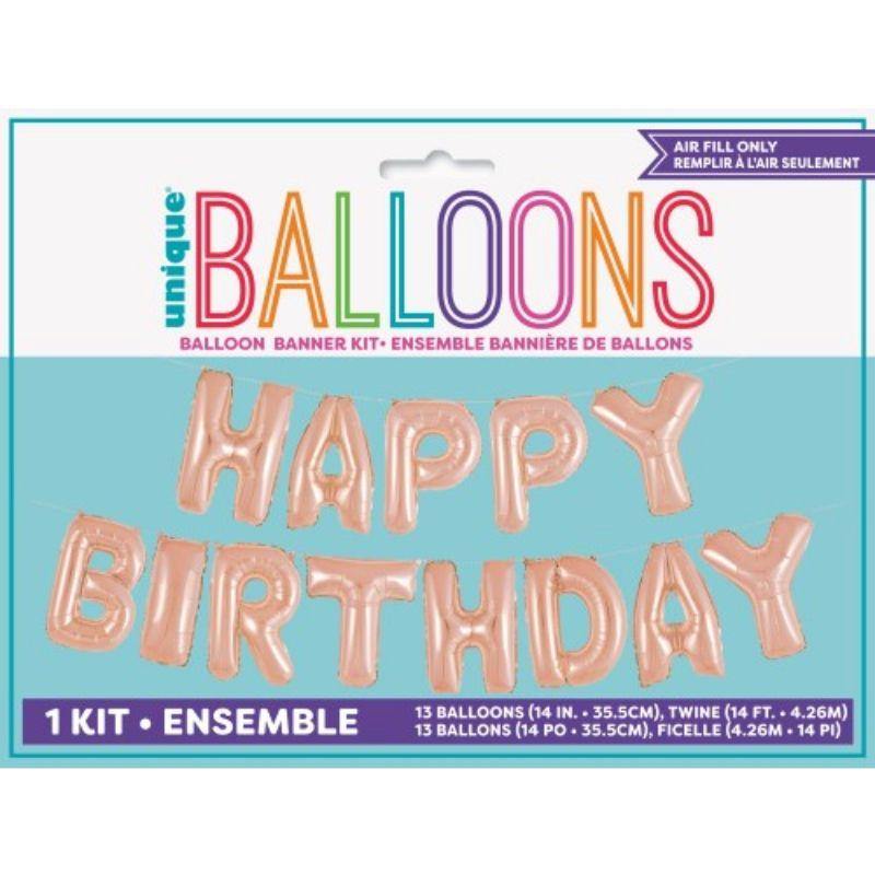 Rose Gold HAPPY BIRTHDAY Foil Letter Balloon Kit - The Base Warehouse