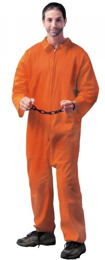 Mens Orange Jumpsuit Jailbird Overalls Costume - The Base Warehouse