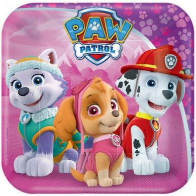 8 Pack Paw Patrol Paper Square Plate - 17cm - The Base Warehouse