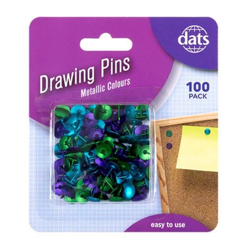 100 Pack Mixed Metallic Drawing Pins - The Base Warehouse
