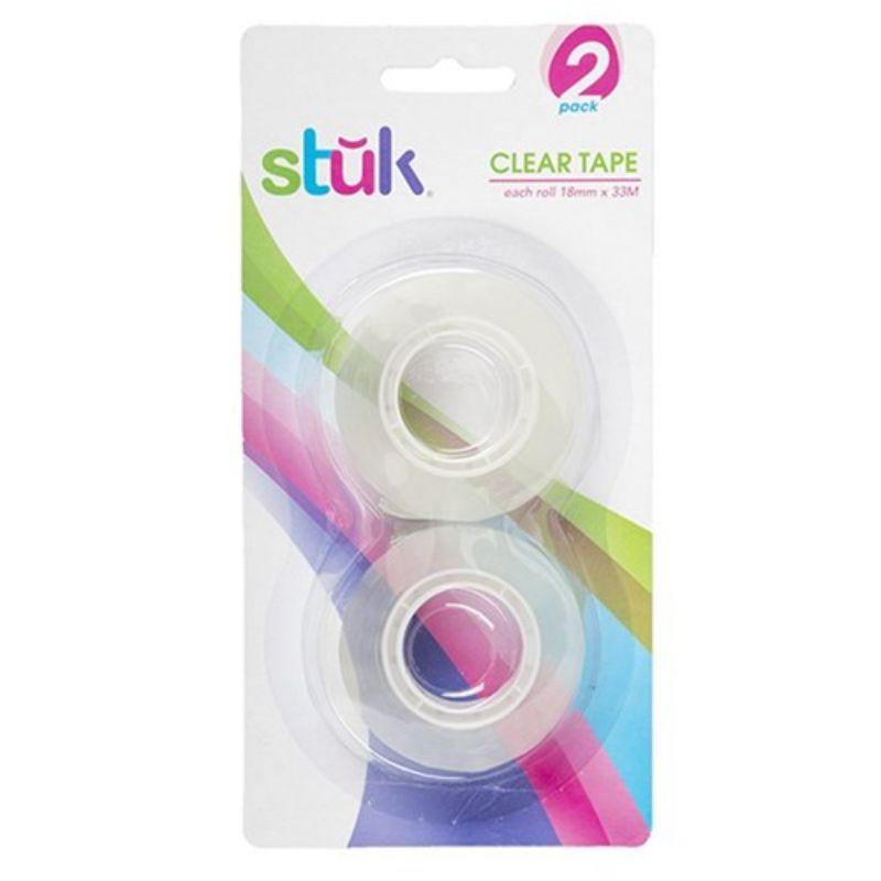 2 Pack Clear Tape Refills - 18mm x 33m