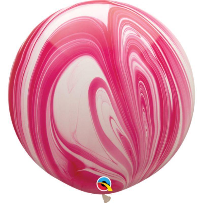 Red & White Agate Qualatex Latex Balloon - 76cm