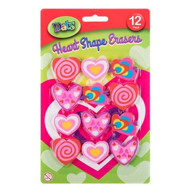 12 Pack Heart Shaped Erasers - The Base Warehouse