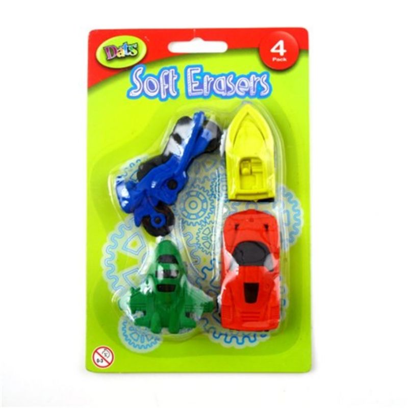 Eraser Soft Boys Designs 4pk
