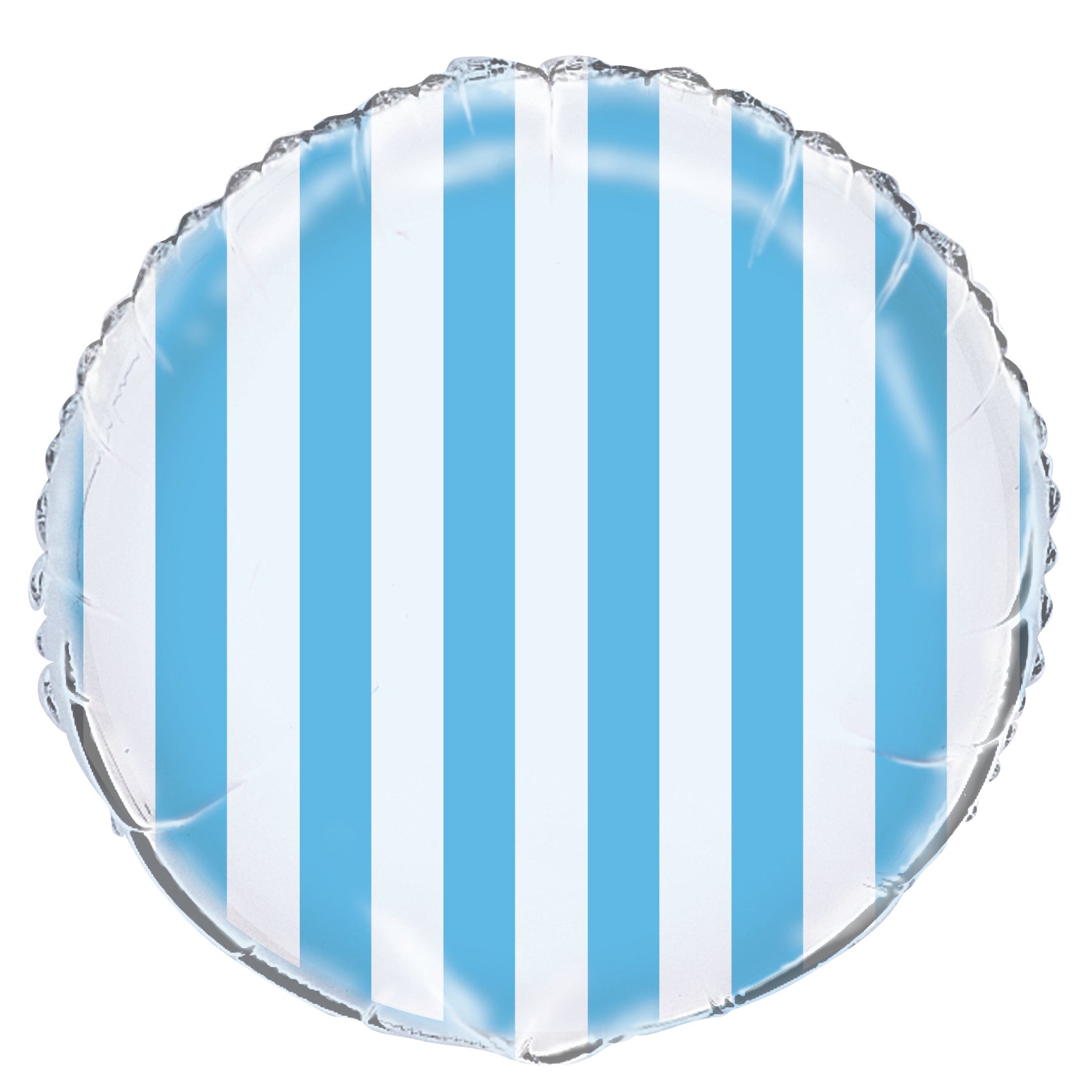 Powder Blue Stripes Round Foil Balloon - 45cm