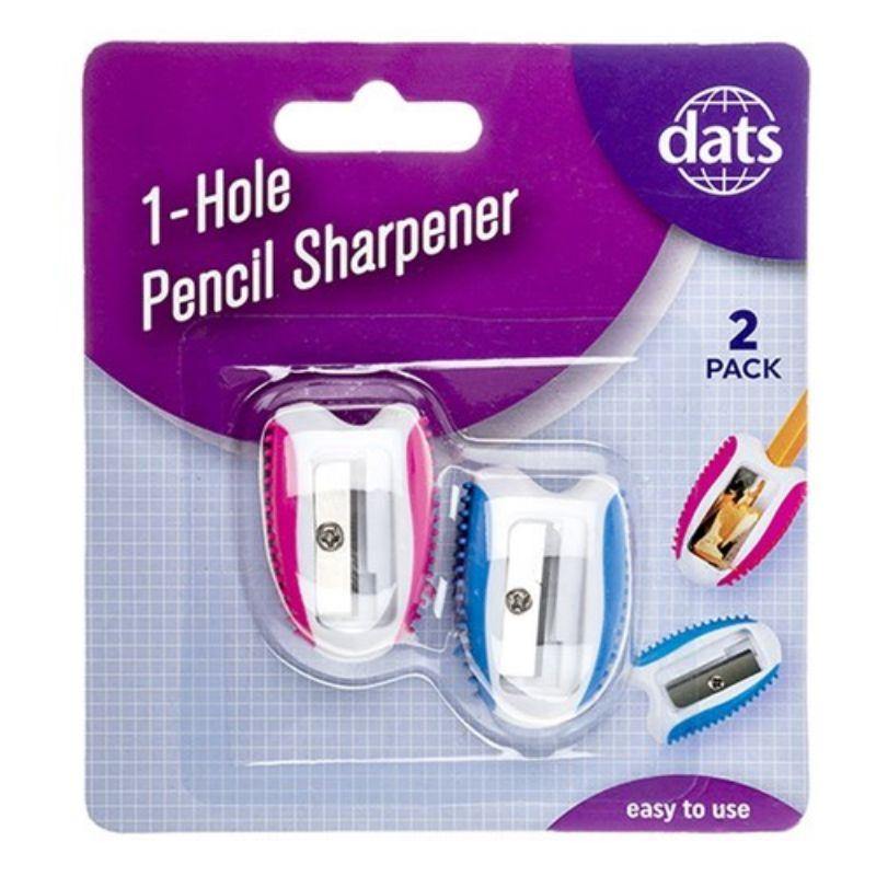 Sharpener Pencil 1 Hole 2pk Mixed Blue Pink