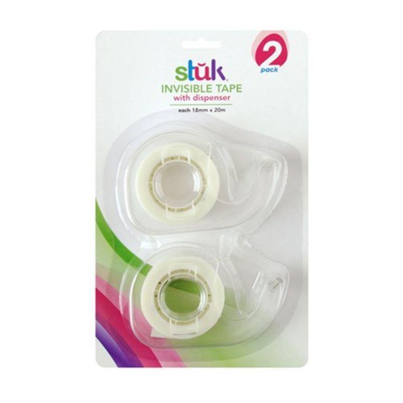2 Pack Dispenser with Invisible Tapes - 18mm x 20m