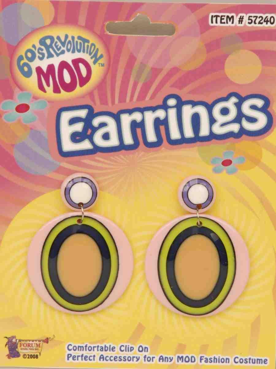 Womens 1960s Mod Costume Earrings - The Base Warehouse