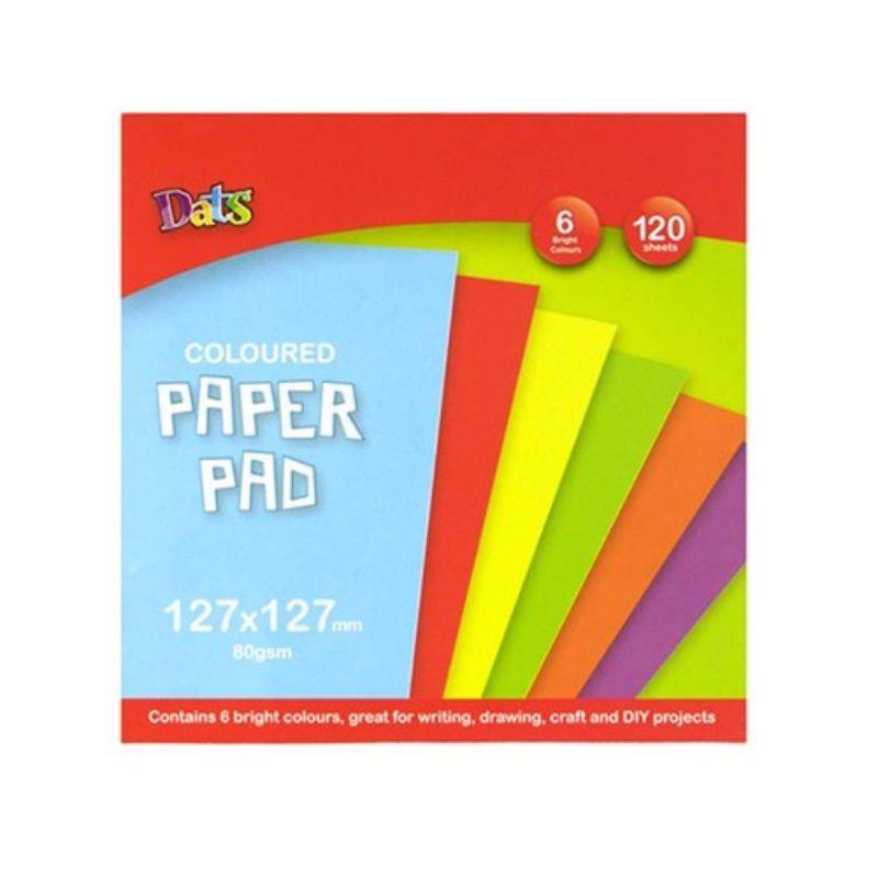 120 Sheet Bright Coloured Paper Pads - 127mm x 127mm