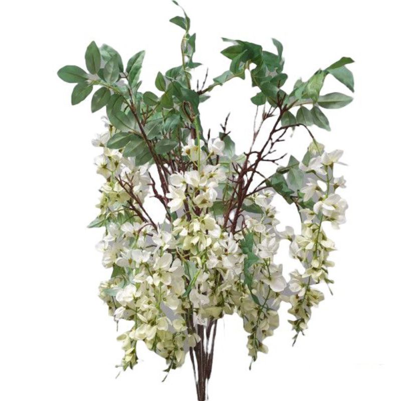 White Wisteria Spray by 3 - 85cm