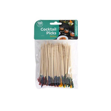 100 Pack Cocktail Picks with Colour Tip - 10cm - The Base Warehouse
