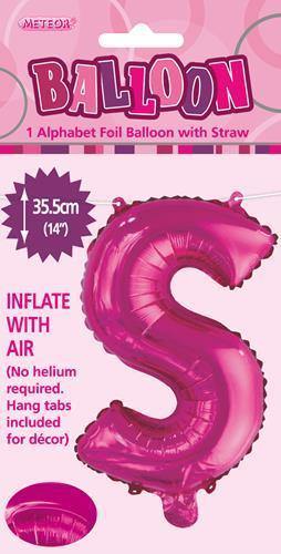 Hot Pink Letter S Foil Balloon - 35cm