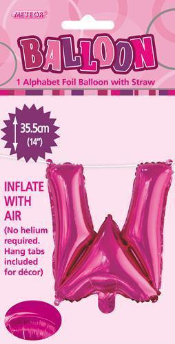 Hot Pink Letter W Foil Balloon - 35cm