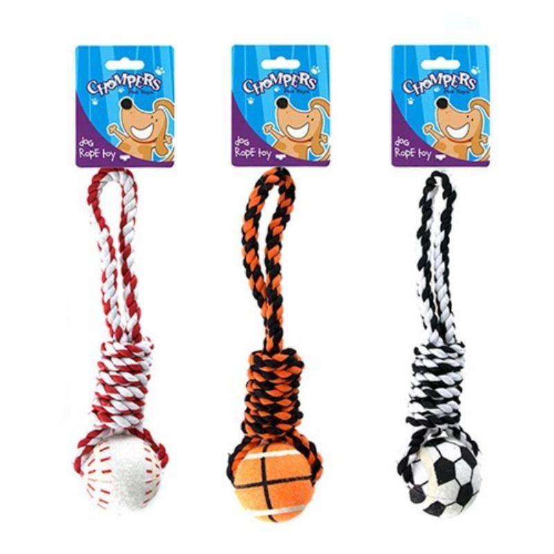 Rope with Tennis Ball Dog Toy - 28cm - The Base Warehouse