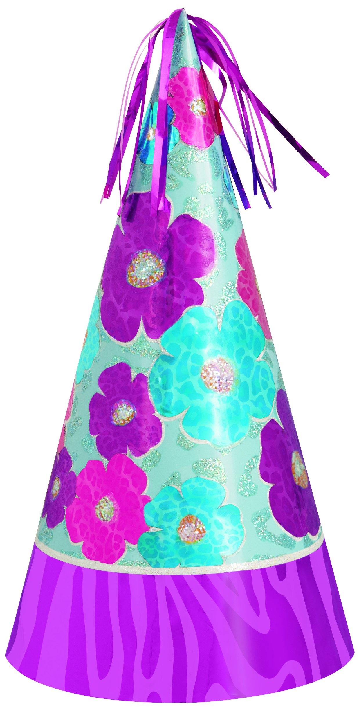 Wild Floral Foil Glitter Party Hat - 32.5cm