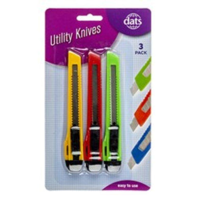 3 Pack Mixed Colour Utility Knife - The Base Warehouse