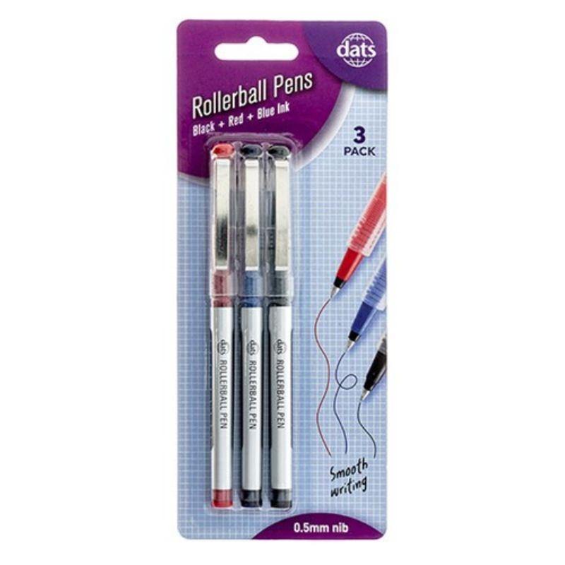 3 Pack Mixed Rollerball Pens
