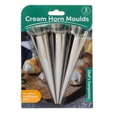 3 Pack Stainless Steel Cream Horns - The Base Warehouse
