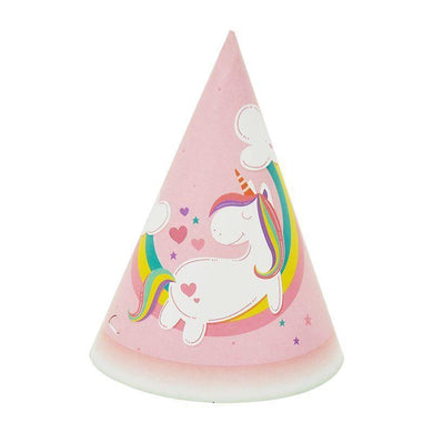 8 Pack Pink Unicorn Paper Hats - 19cm - The Base Warehouse
