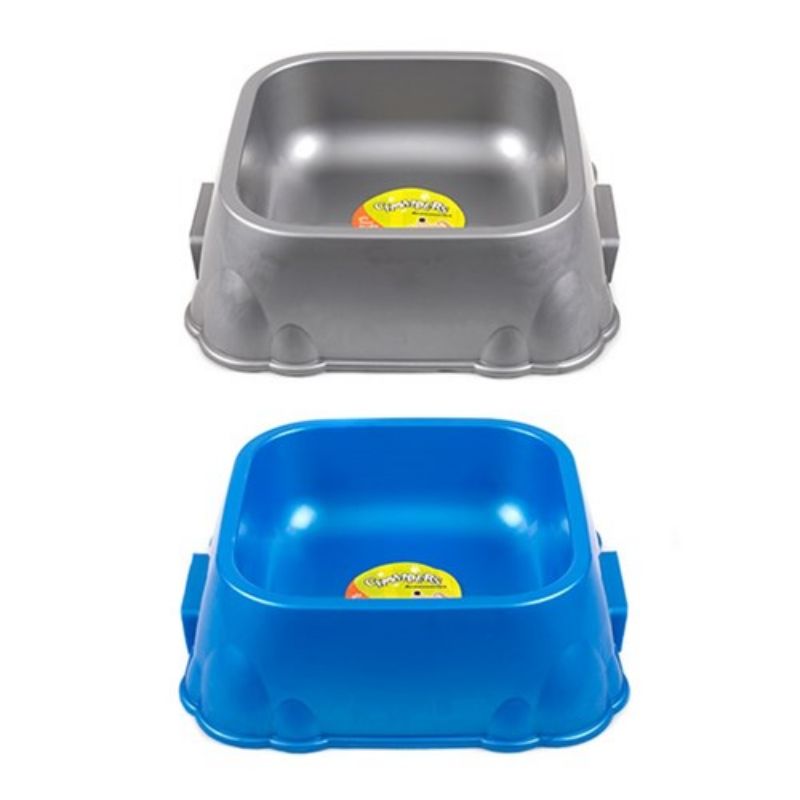 Metallic Colour Plastic Square Pet Bowl - 25cm x 8cm