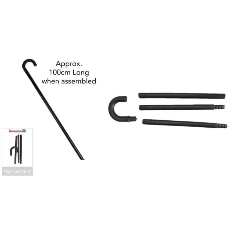 Black Plastic Walking Cane - 100cm