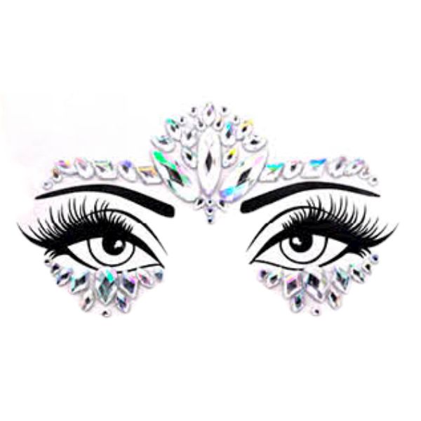 Silver Crown Diamante Face Jewels