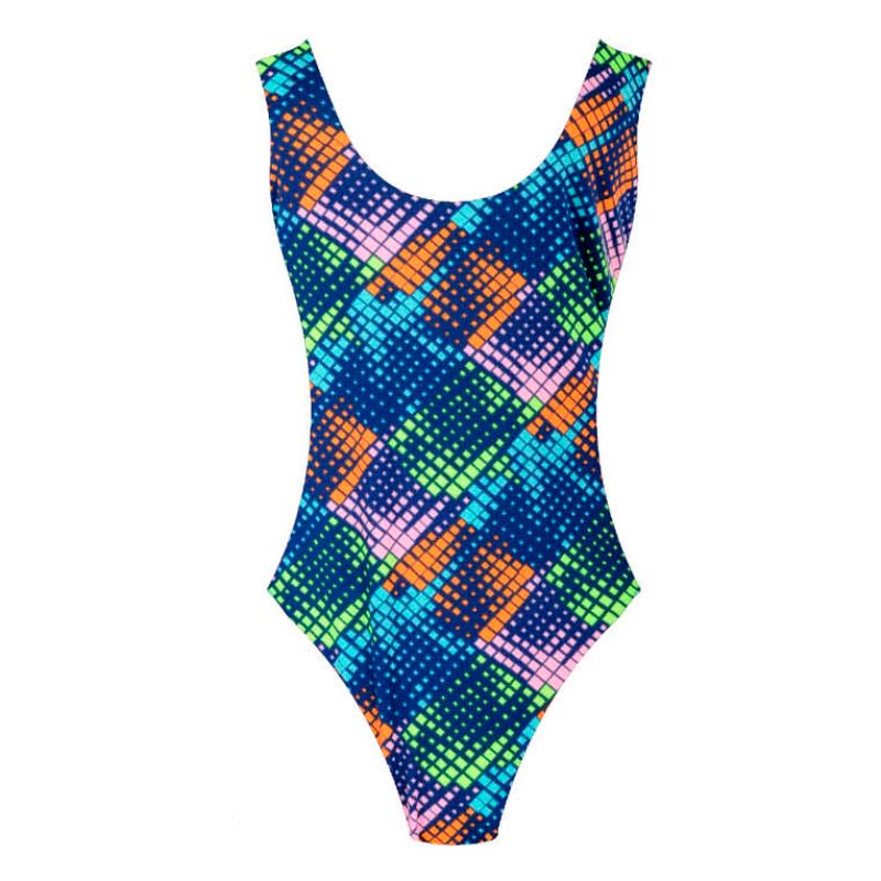 Neon Grid Adult Print Leotard - L/XL