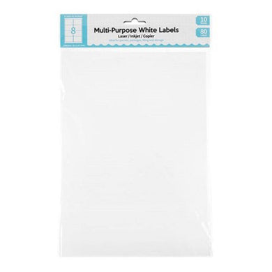10 Sheet A4 Multi-Purpose White Labels - 8 Per Sheet - The Base Warehouse