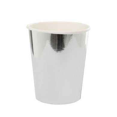 10 Pack Metallic Silver Paper Cup - 260ml - The Base Warehouse