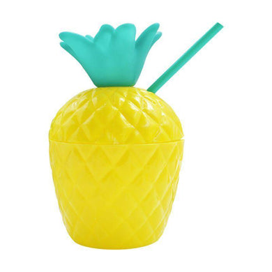Plastic Pineapple Cup with Straws - 14cm - The Base Warehouse