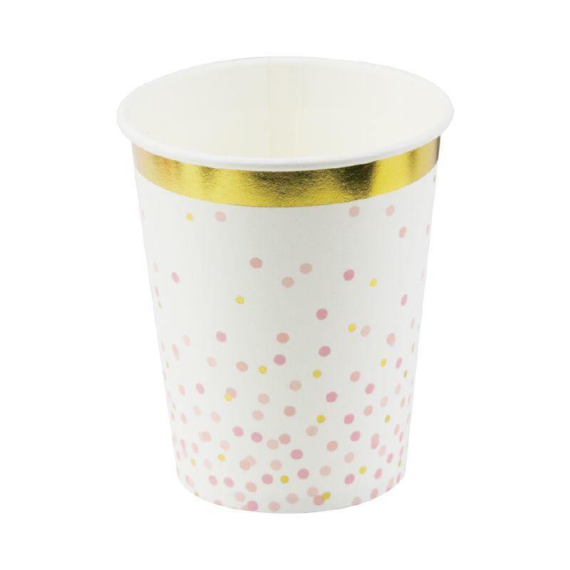 8 Pack Baby Pink Paper Cups - 266ml