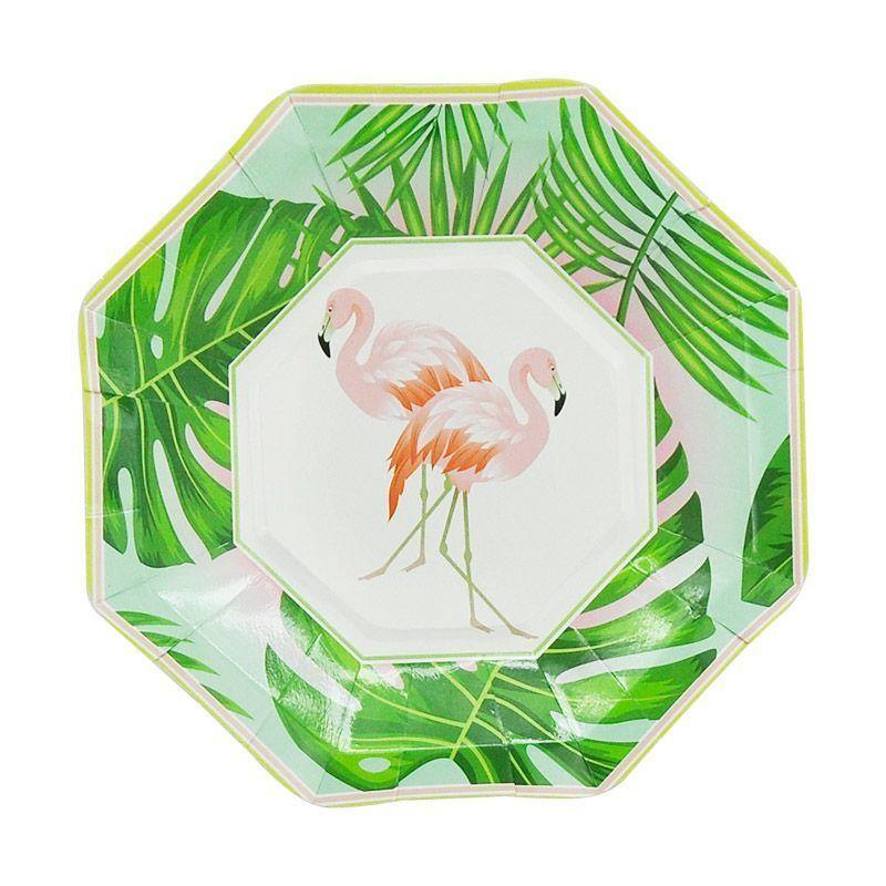 8 Pack Flamingo Paper Plates - 18cm - The Base Warehouse