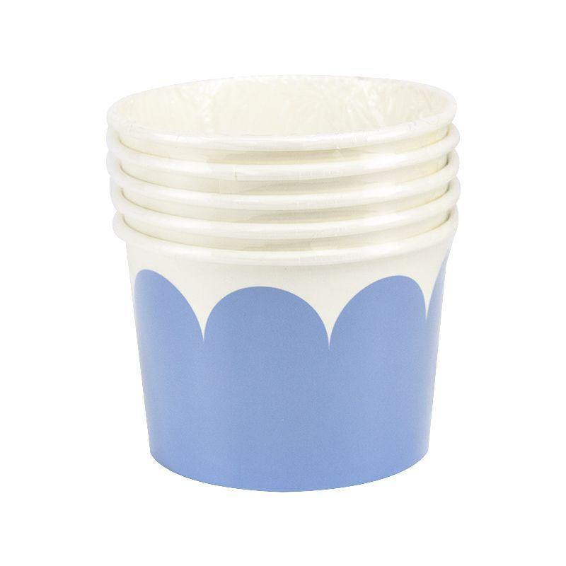 5 Pack Blue Scallop Coloured Paper Bowls - 10.5cm x 7.5cm - The Base Warehouse