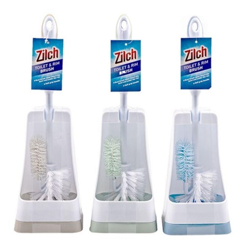 Toilet Brush w Rim Brush 3 Asstd Cols