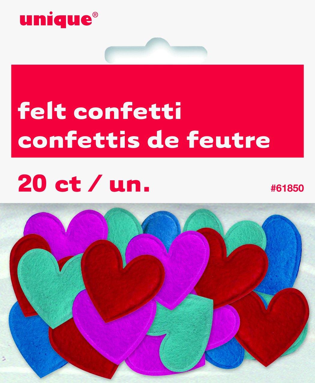 20 Pack Assorted Colours Puffy Heart Felt Confetti - The Base Warehouse