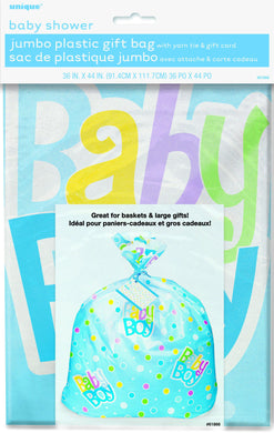 Blue Dots Baby Shower Boy Jumbo Cello Bag with Gift Card - 91.4cm x 111.7cm - The Base Warehouse