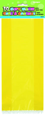30 Pack Yellow Cello Bags - 12.5cm W x 28cm H - The Base Warehouse