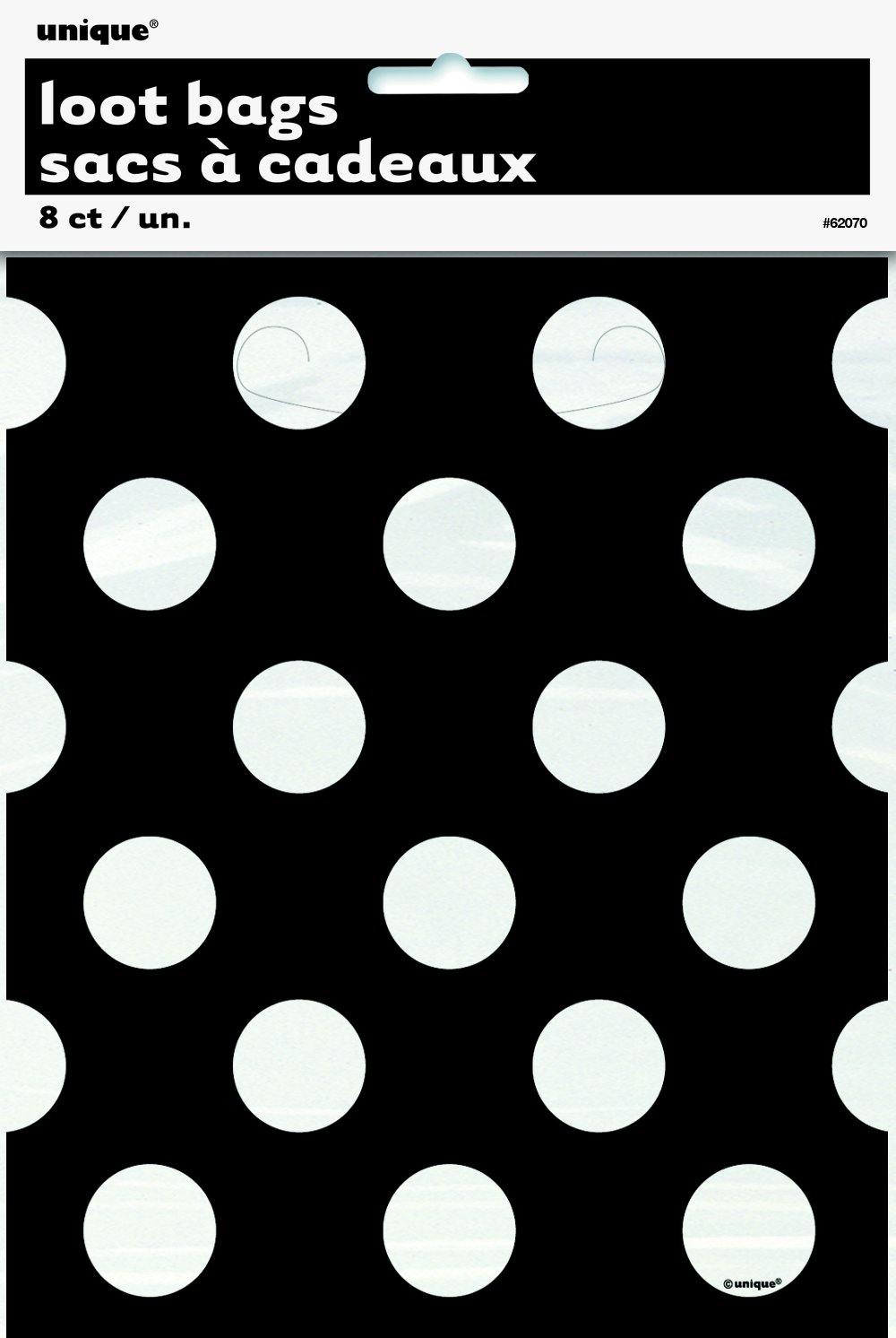 8 Pack Midnight Black Dots Loot Bags