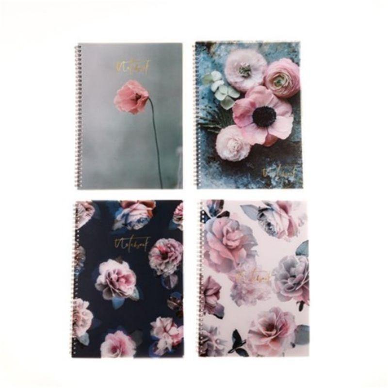 A4 Notebook with Flower Design PP Cover - 120pg - The Base Warehouse